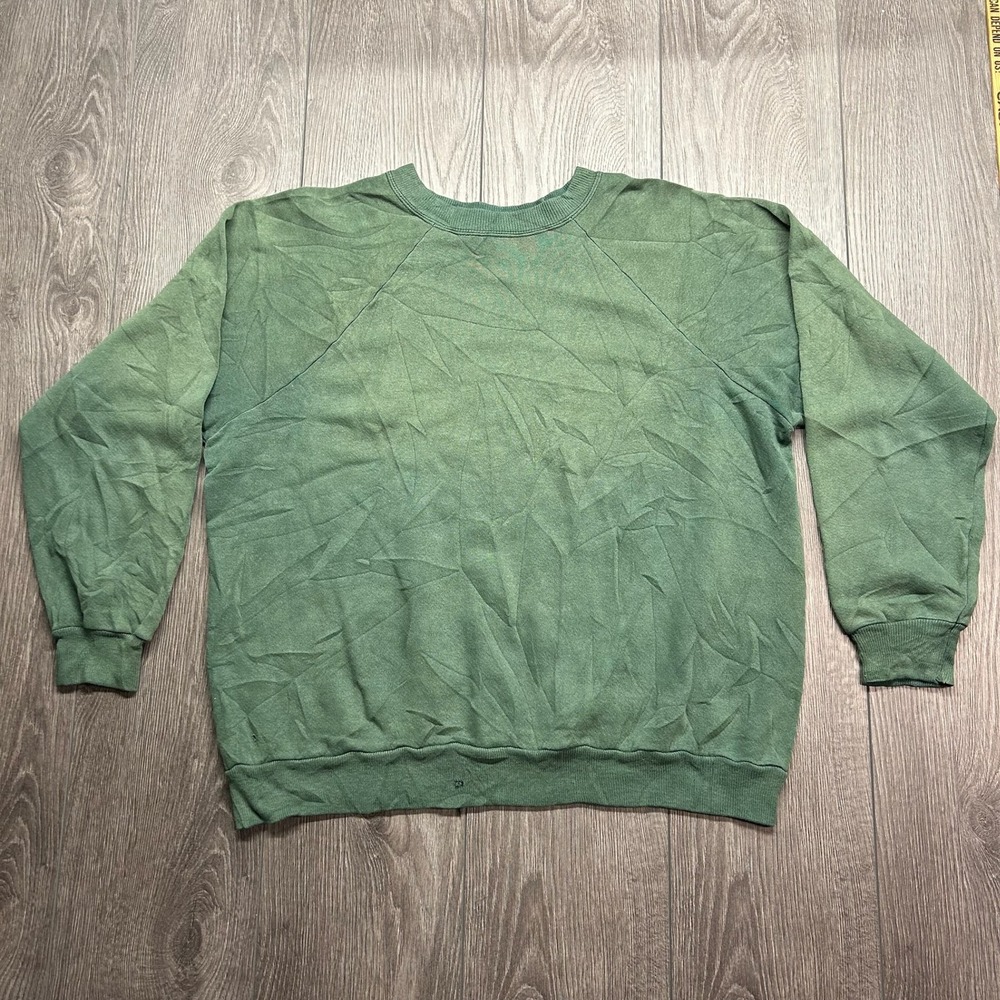 Vintage Hanes Her Way Green Raglan XL Sweatshirt Blank Pullover Forrest Fade